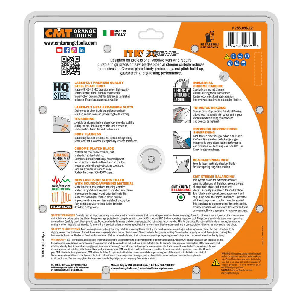 CMT 255.096.12 ITK XTREME 12-In x 96 Teeth Wood Saw Blade for Ultra-Fine Finish Cross Cutting - Image 5