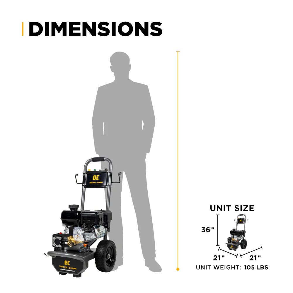 BE B3875PA 3,800 PSI 2.5 GPM Cold Water Gas Pressure Washer - Image 11
