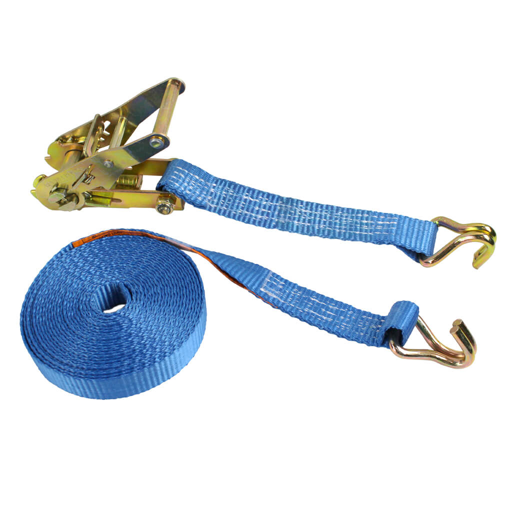 Ben-Mor RSWH1-20BLUE 1100 lb Stainless Steel Polyester Tie-Down Ratchet Strap with Wire Hook - Image 2