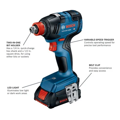Bosch GDX18V-1800B12 Cordless Impact Driver Kit (1 x 2.0 Ah) - Image 4