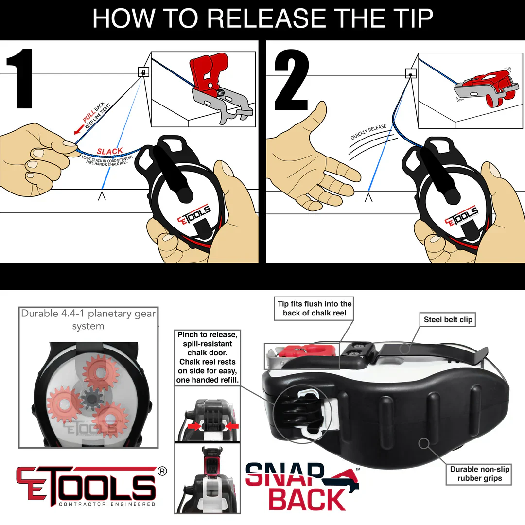 CE Tools 50 ft. Chalk Line With Self-Releasing Tip - Image 6