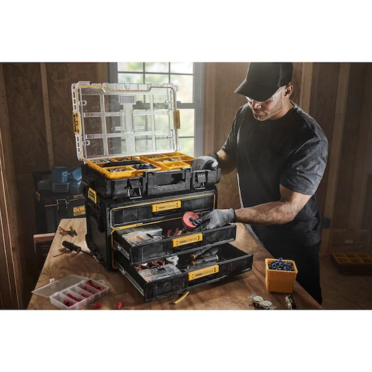 DeWalt DWST08330 ToughSystem 2.0 Yellow/Black Plastic 3-Drawer Tool Box - Image 5