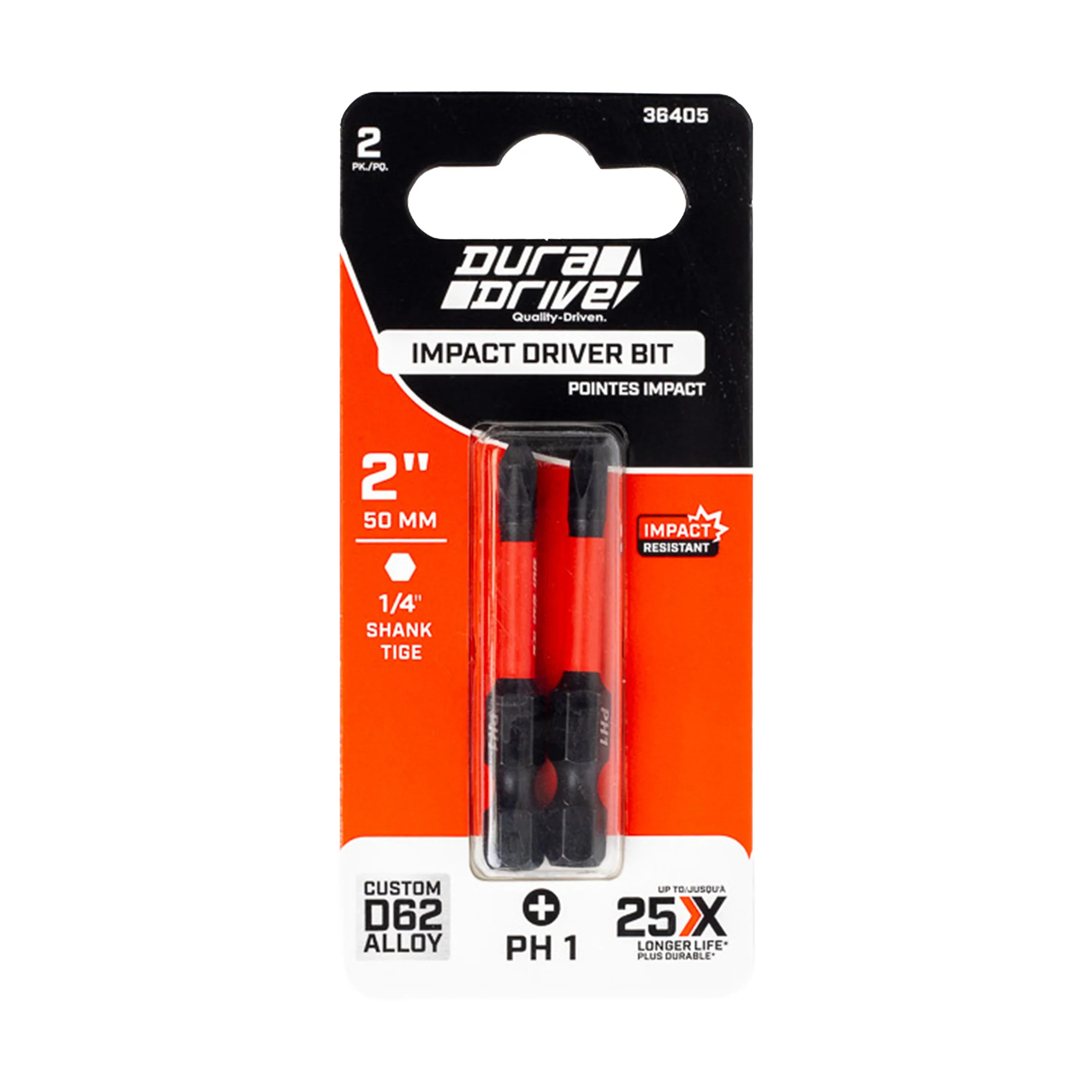 DuraDrive 2.0 PH1 x 2" Impact Driver Bit (2-Pack) - Image 2