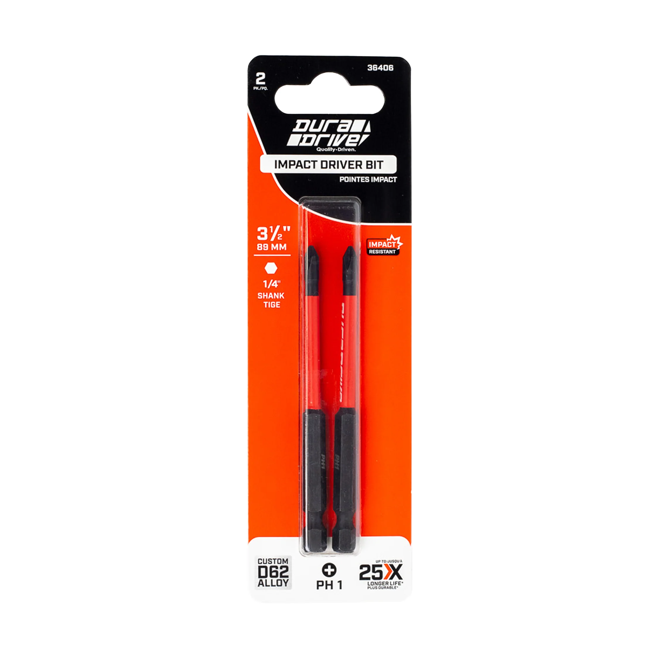 DuraDrive 2.0 PH1 x 3-1/2" Impact Driver Bit (2-Pack) - Image 2