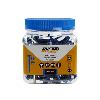 DuraDrive 1/4 in. x 3-1/4 in. Hex Head Slot Drive Concrete Screws (100-Pack) - Image 2
