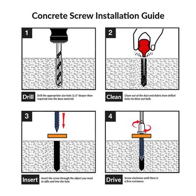 DuraDrive 1/4 in. x 3-1/4 in. Hex Head Slot Drive Concrete Screws (100-Pack) - Image 3