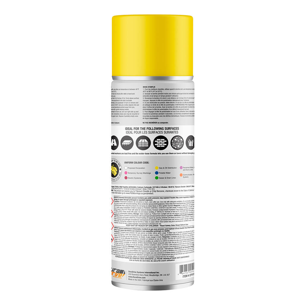 DuraDrive 16 oz. Yellow Inverted Marking Spray Paint - Image 2