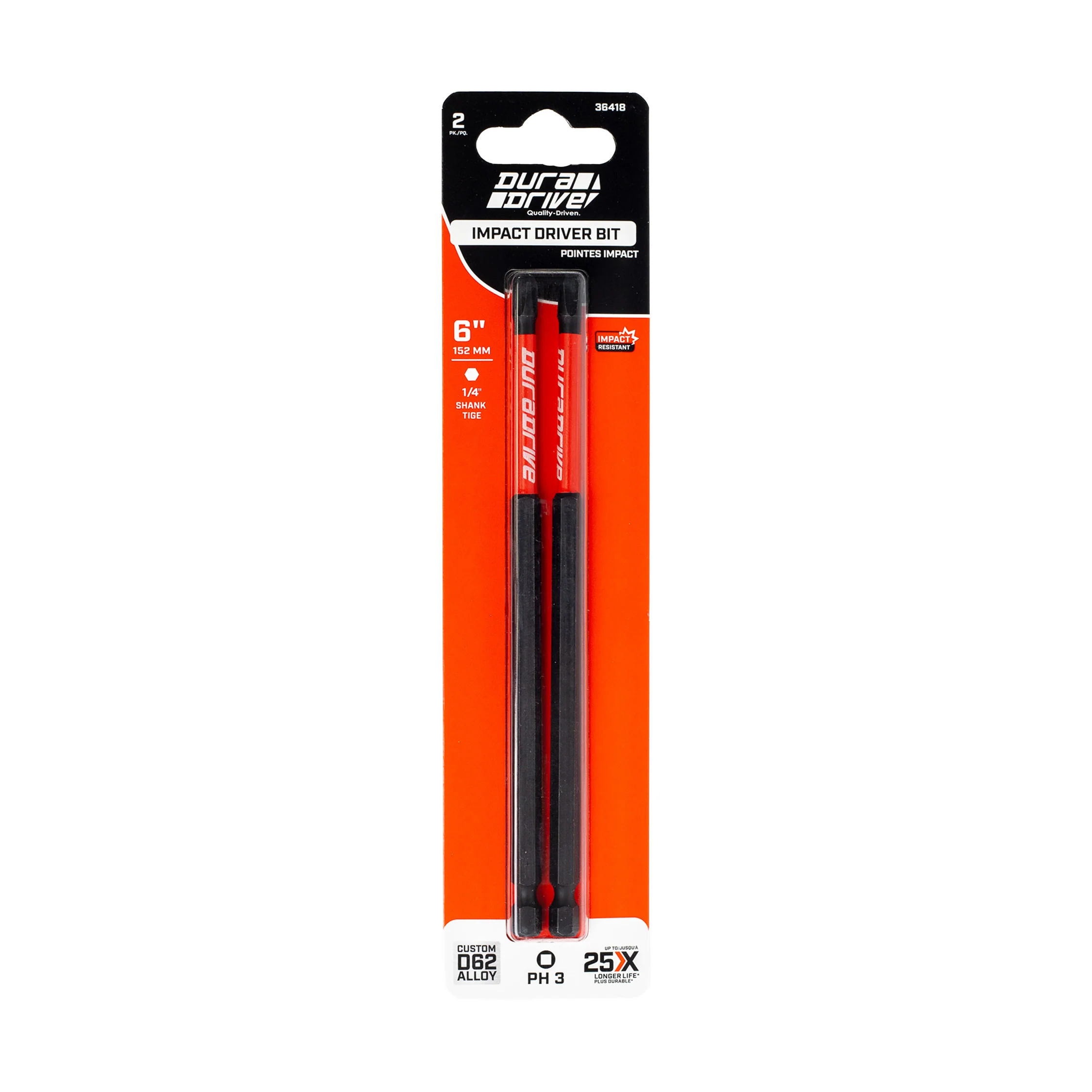 DuraDrive 2.0 PH3 x 6" Impact Driver Bit (2-Pack) - Image 2