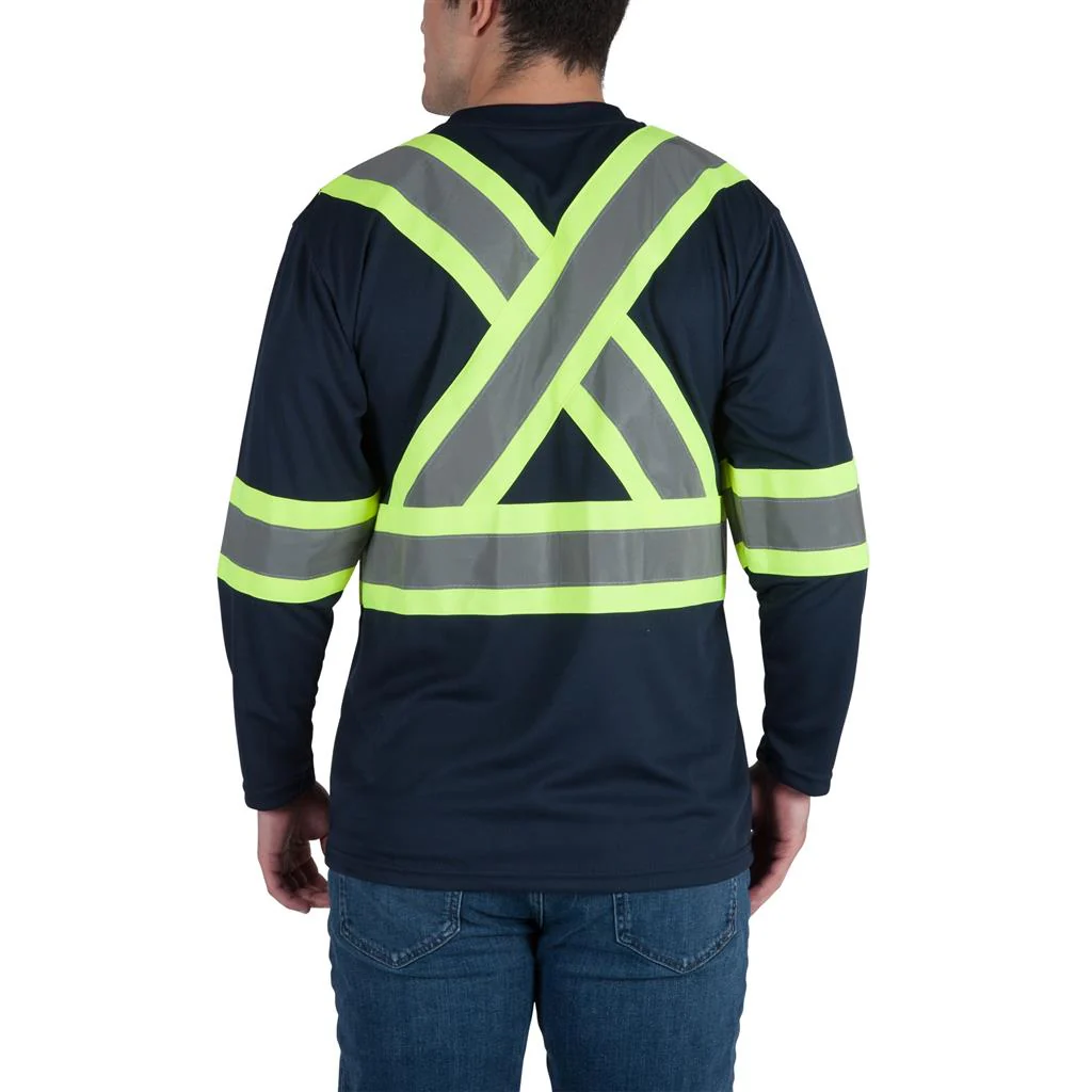 DuraDrive Men's Navy Hi-Vis Long Sleeve Cooling Safety T-Shirt - Image 2