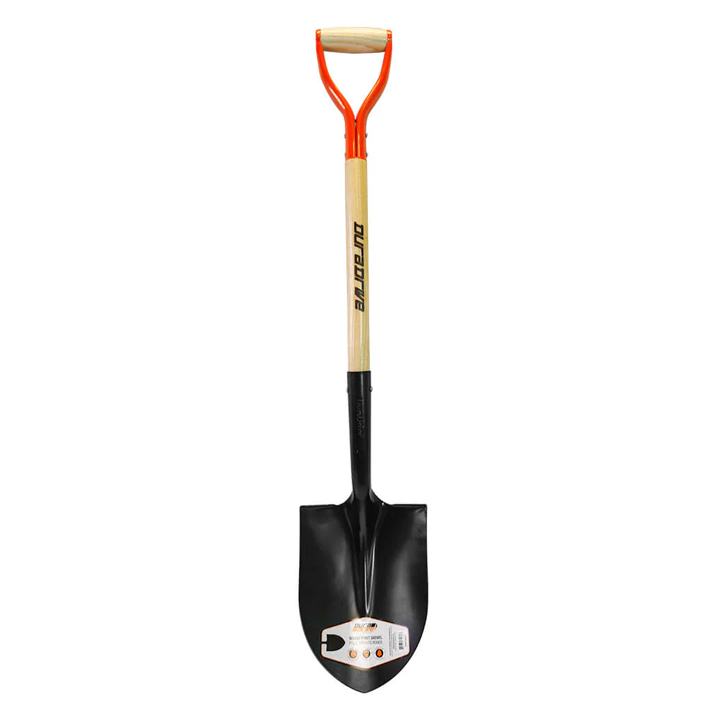 DuraDrive 8.5" Carbon Steel Powder Coated Round Point Digging Shovel