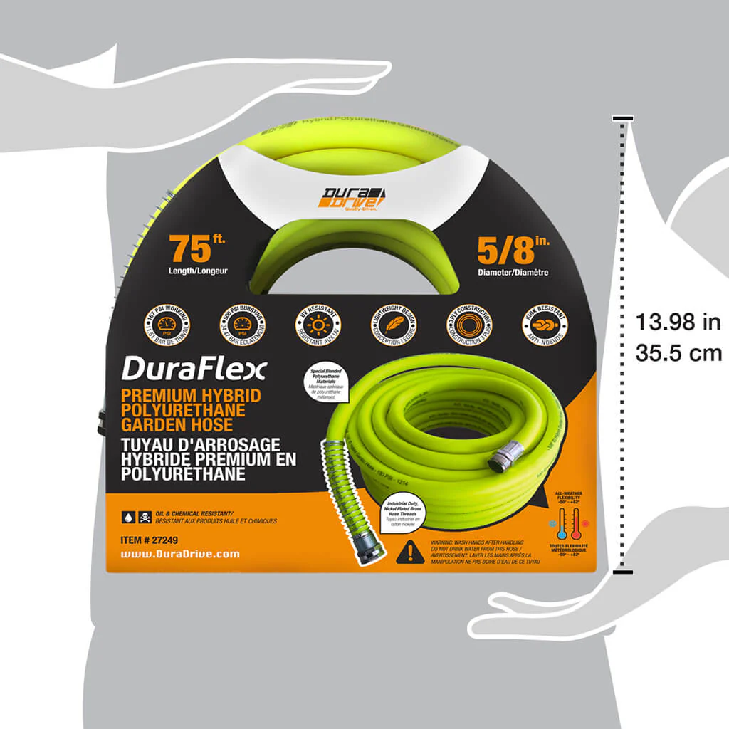 DuraDrive 5/8 in. x 75 ft. Lime Hybrid Polyurethane Garden Hose - Image 4
