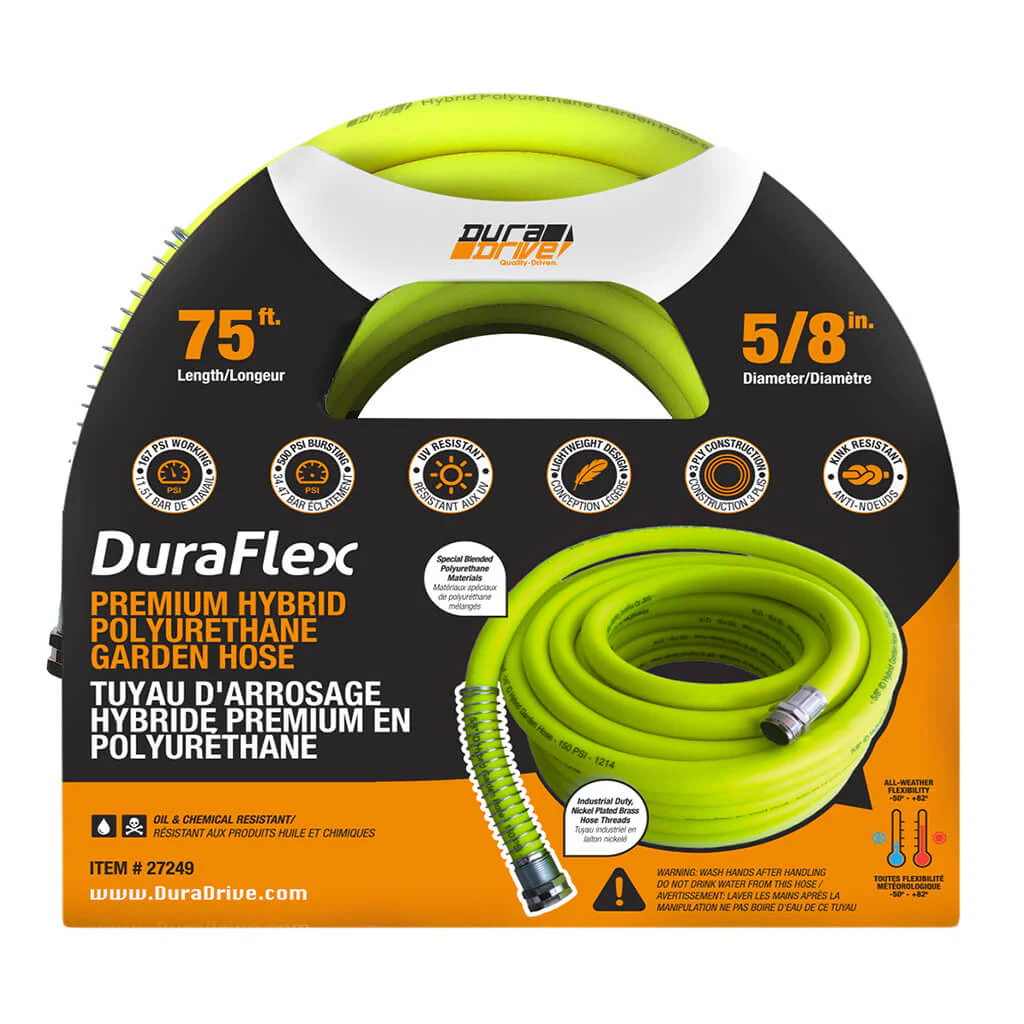 DuraDrive 5/8 in. x 75 ft. Lime Hybrid Polyurethane Garden Hose - Image 5