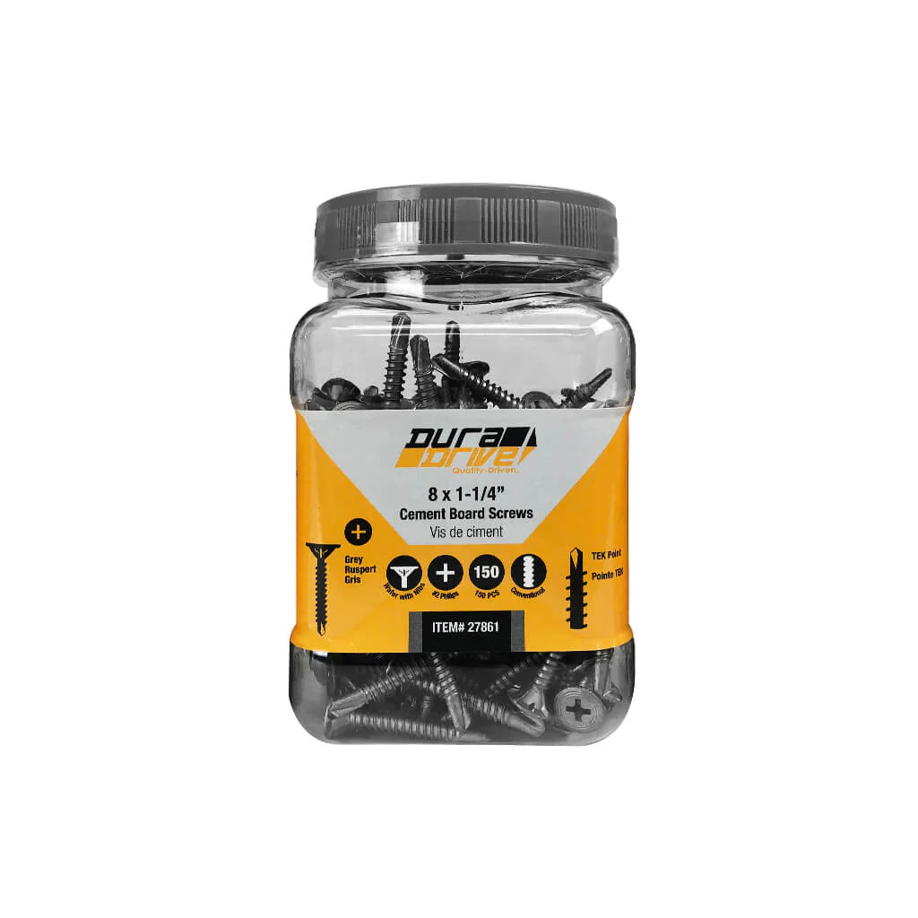 DuraDrive #8 x 1-1/4 in. Fine Thread Tek Point Cement Board Screws (150-Pack) - Image 2