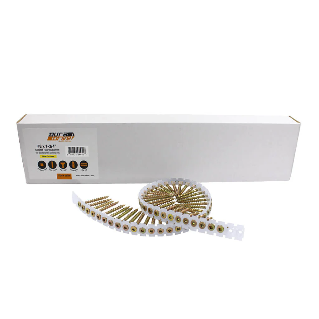DuraDrive #8 x 1-3/4 in. Collated Flooring Screws, Yellow Zinc, Flat Head Square (1,000 Per Box)