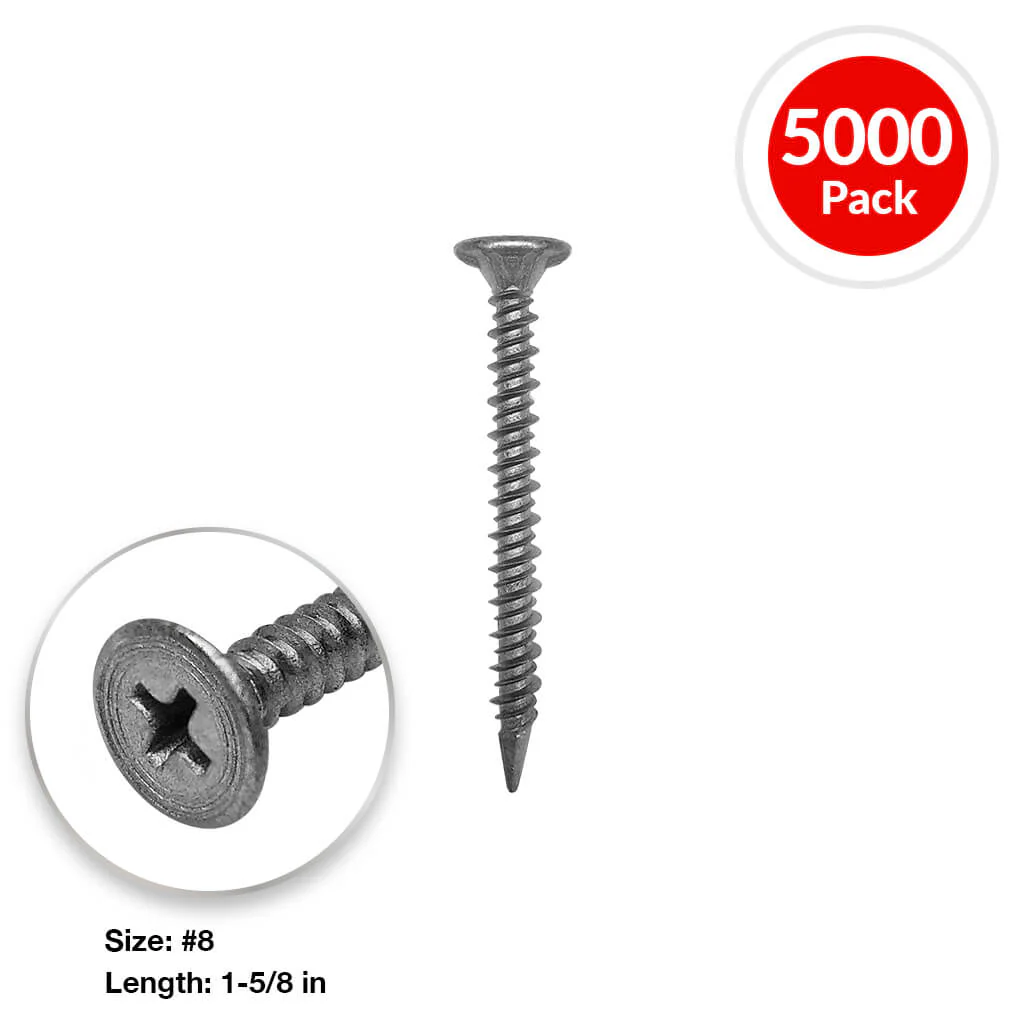 DuraDrive #8 x 1-5/8 in. Coarse Thread Spoon Point Cement Board Screws (5,000 Per Box)