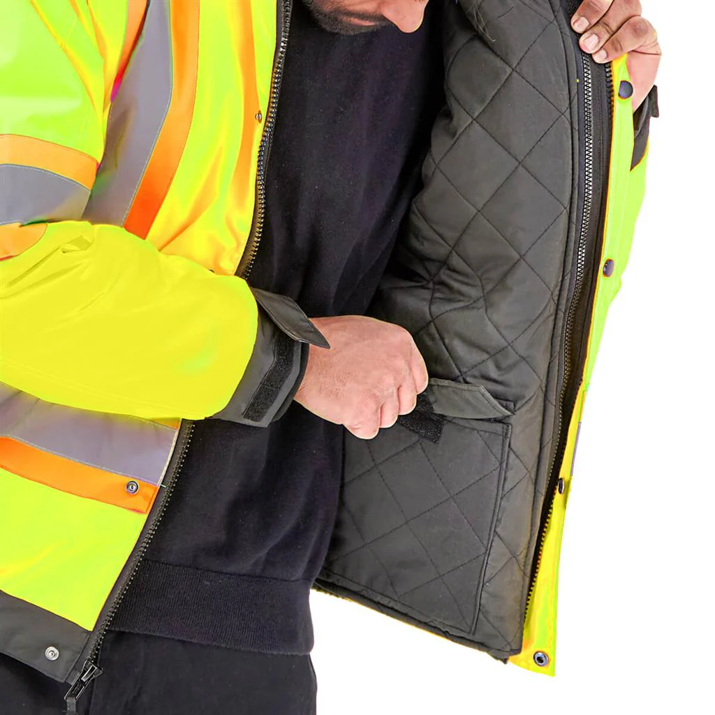 DuraDrive Basic 6-in-1 Yellow Hi-Vis Insulated Safety Traffic Winter Jacket - Image 7