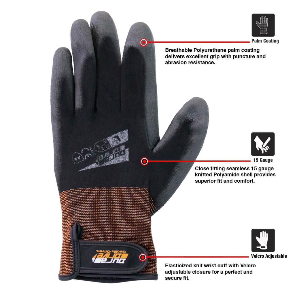 DuraDrive Shade PU Palm Dipped Touch Screen Work Gloves - Image 4