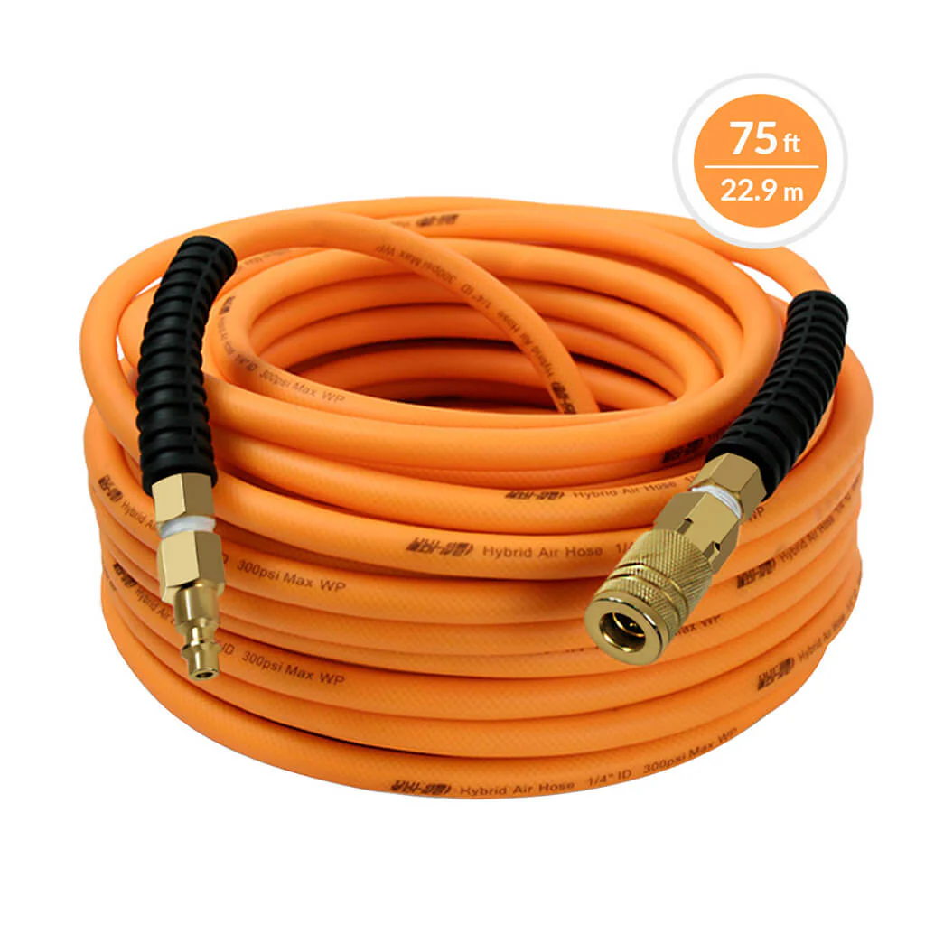 DuraDrive 1/4 in. x 75 ft. Hybrid Polymer Air Hose with Swivel Fitting