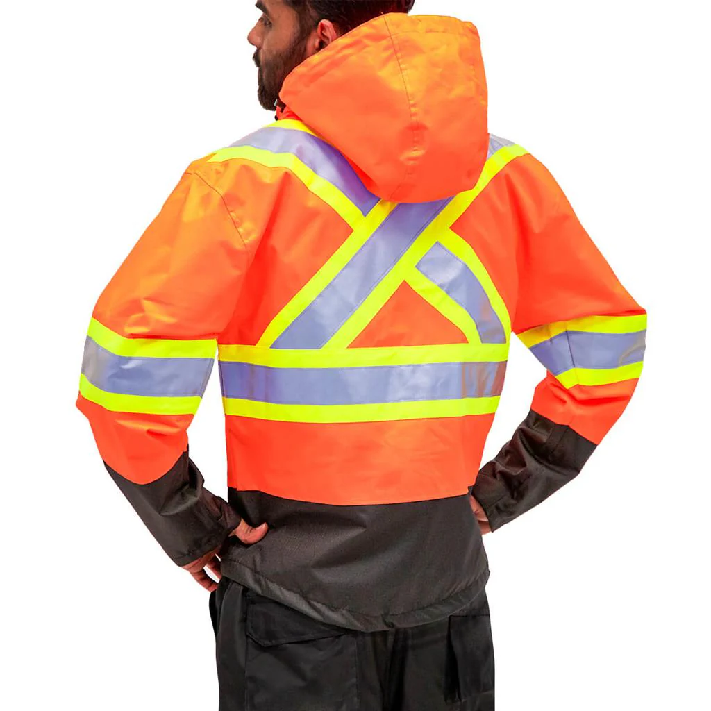 DuraDrive Men's Orange Waterproof Rain Jacket - Image 4