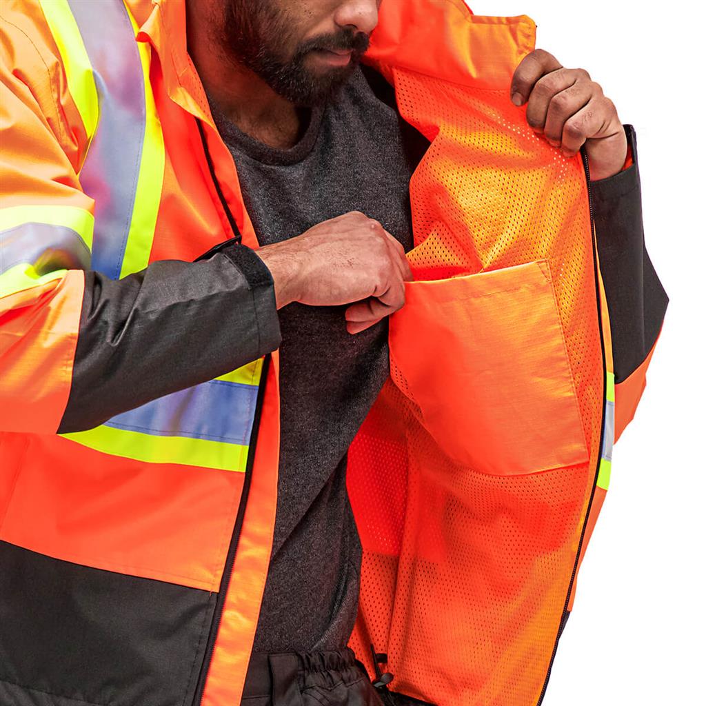 DuraDrive Men's Orange Waterproof Rain Jacket - Image 8