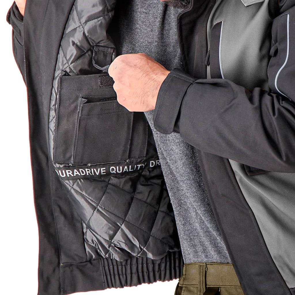 DuraDrive Tradesman Two Tone Hooded Jacket Grey - Image 5