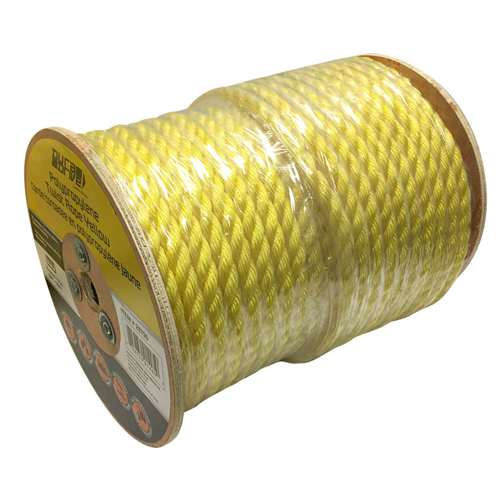 DuraDrive 3/16 in. x 2125 ft. Polypropylene 3-Strand Twist Yellow Rope - Image 3