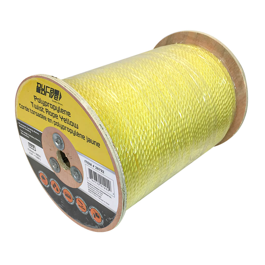 DuraDrive 3/16 in. x 2125 ft. Polypropylene 3-Strand Twist Yellow Rope - Image 5