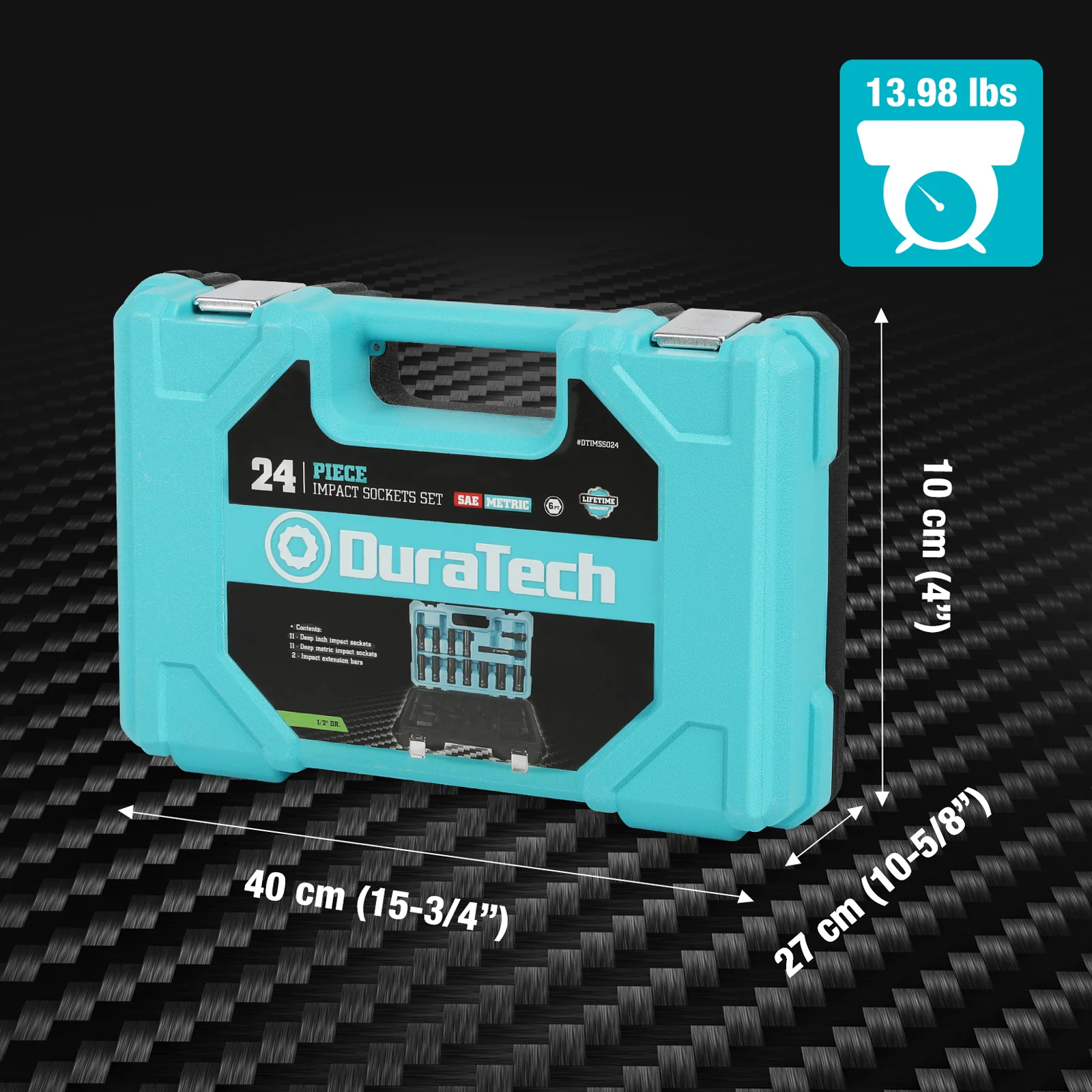 Duratech DTIMSS024 1/2in Deep Drive Impact Socket Set 24-PC - Image 4