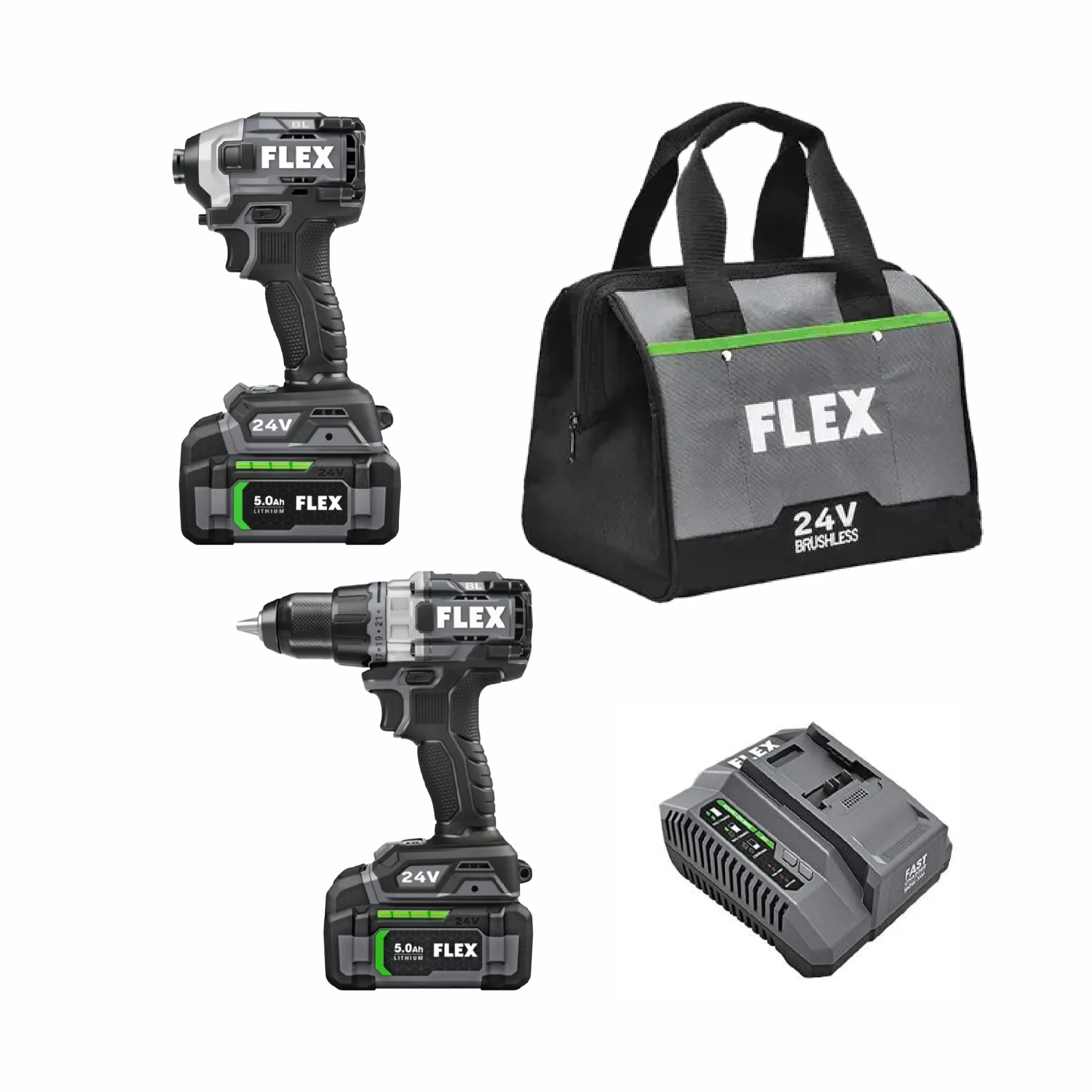 Flex FXM202-2B Turbo Hammer Drill + Quick Eject Impact Driver Kit (1x2.5Ah + 1x5.0Ah) - Image 3