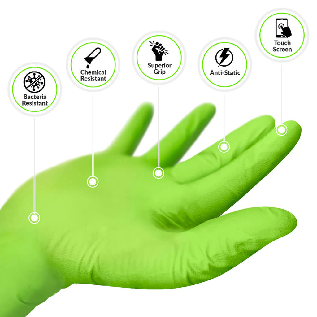 Gekko 5 mil Textured Grip Rolled Cuff Disposable Nitrile Glove (100-Pack) - Image 4