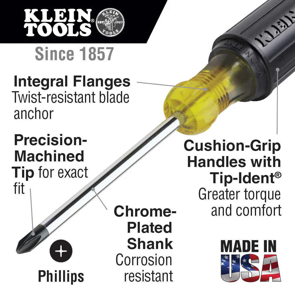 Klein 603-3 #1 Phillips Screwdriver 3 in. Round Shank - Image 5