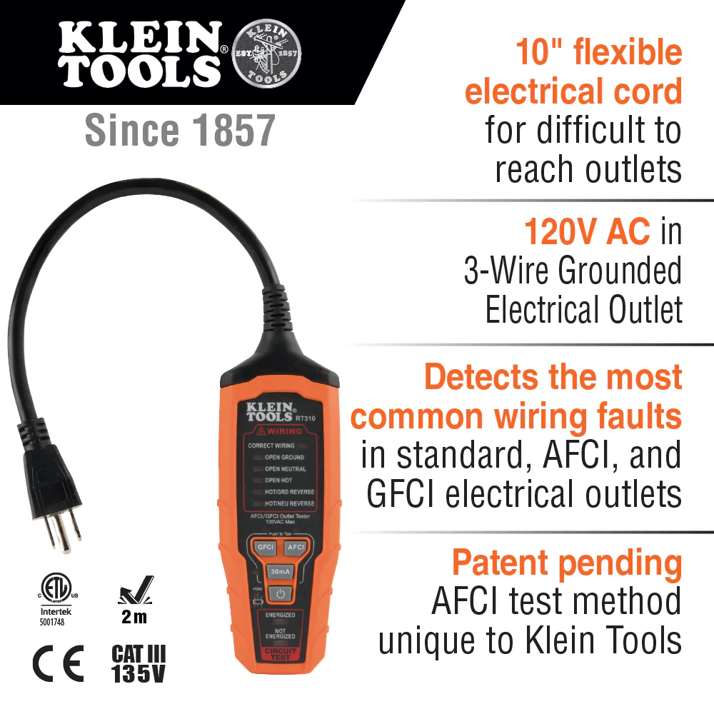 Klein RT310 AFCI /GFCI Outlet Tester - Image 7