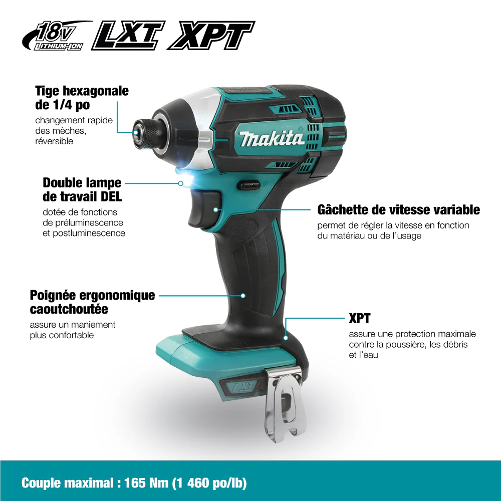 Makita DTD152Z 18V LXT 1/4 in. Hex Impact Driver (Tool Only) - Image 4
