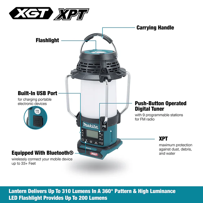 MAKITA MR010G 40V max XGT Cordless Lantern Radio w/Bluetooth, XPT & Flashlight (Tool Only) - Image 3