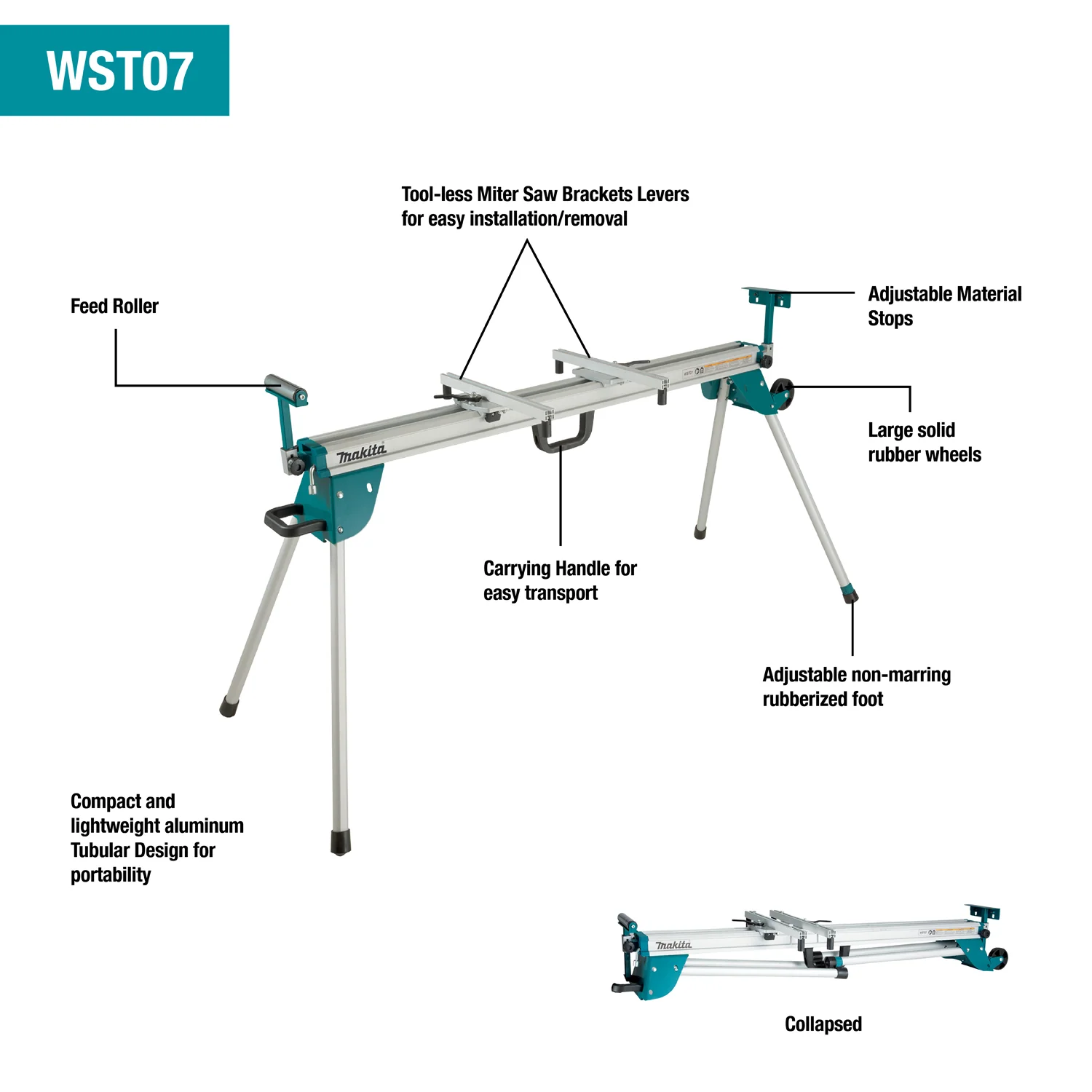 Makita WST07 69-1/2 in 29-1/2 in 33-1/2 in Miter Saw Stand - Image 6
