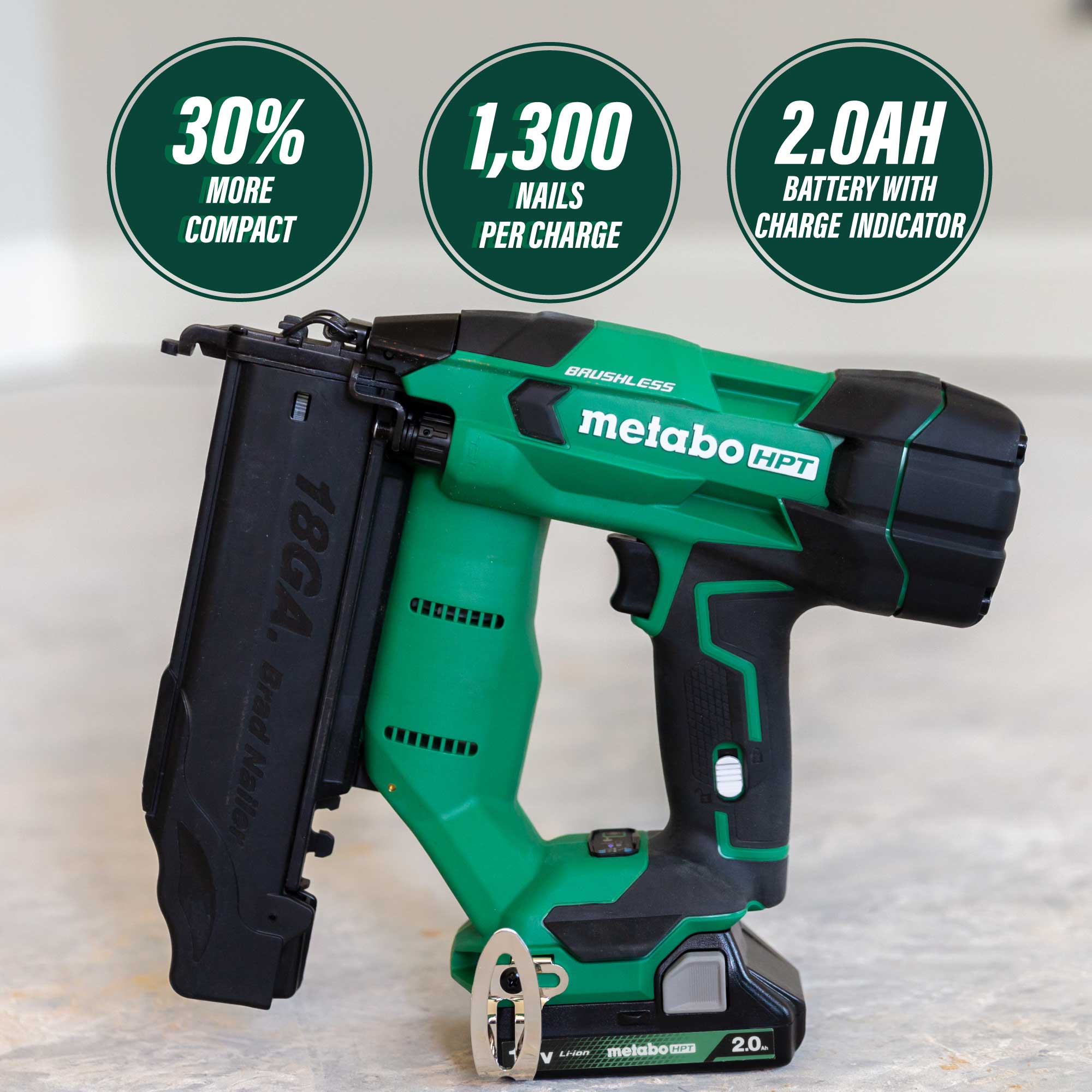Metabo HPT NT1850DFT 5/8 - 2 in 18 ga Straight Cordless Brad Nailer Kit - Image 6