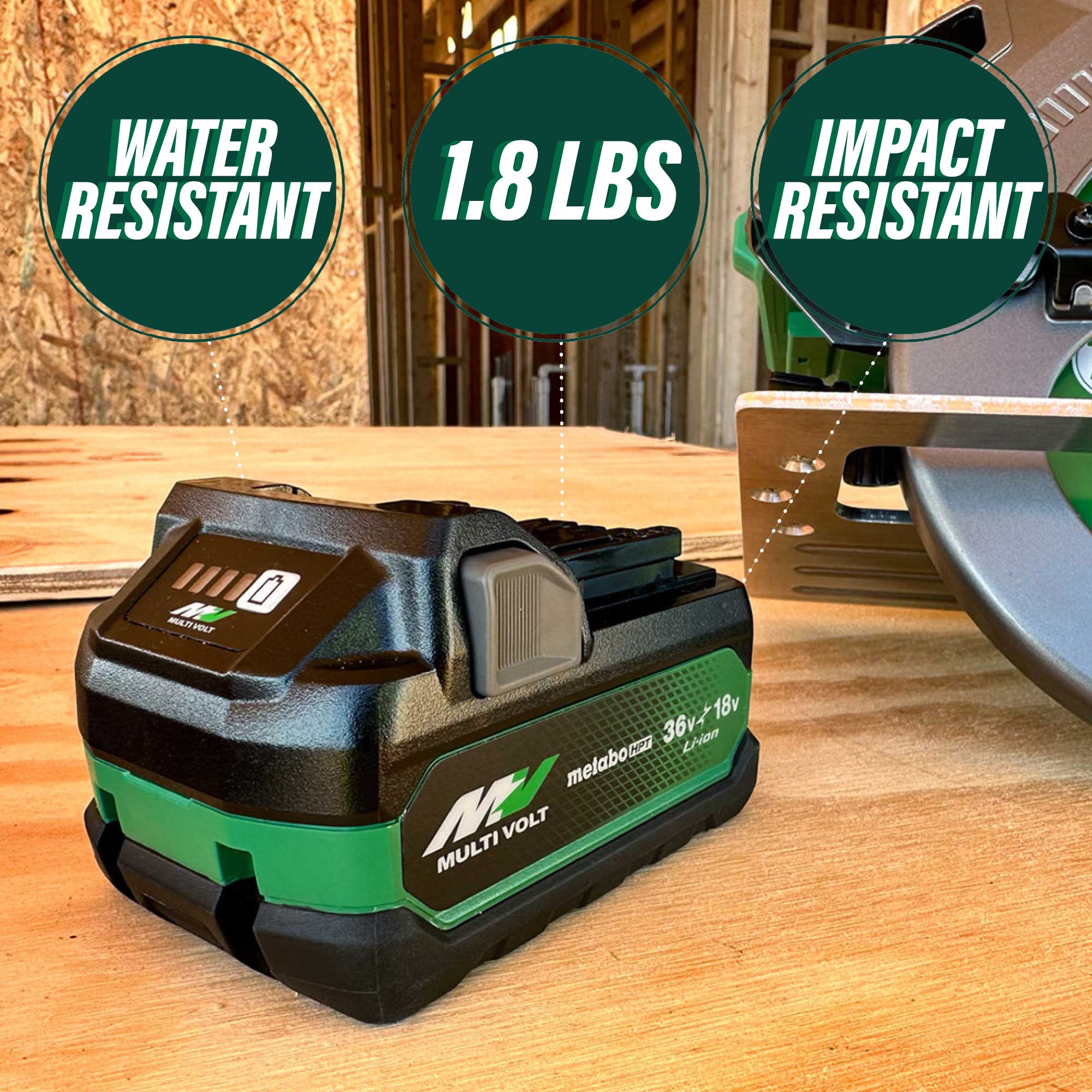 Metabo HPT 380083M 36V/18V 2.5/5.0Ah MultiVolt Water & Impact Resistant Battery - Image 3