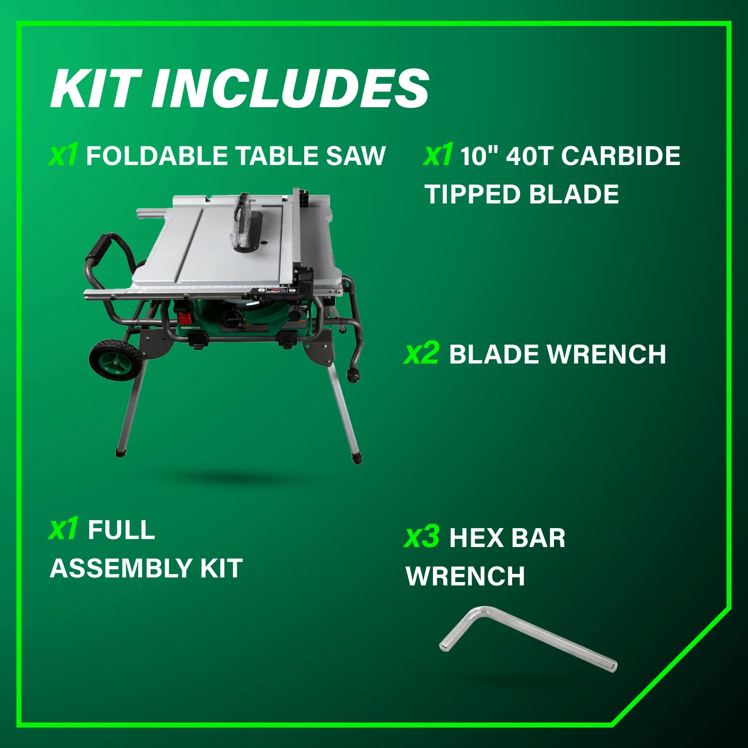 Metabo HPT C10RJSM 10 Inch Table Saw with Fold and Roll Stand - Image 4