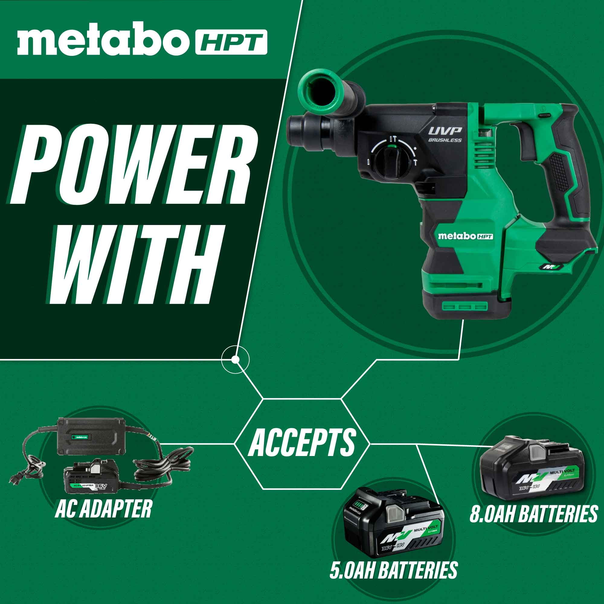 Metabo-HPT DH3628DAQ4M 36V MultiVolt SDS Plus Rotary Hammer (Tool Only) - Image 4