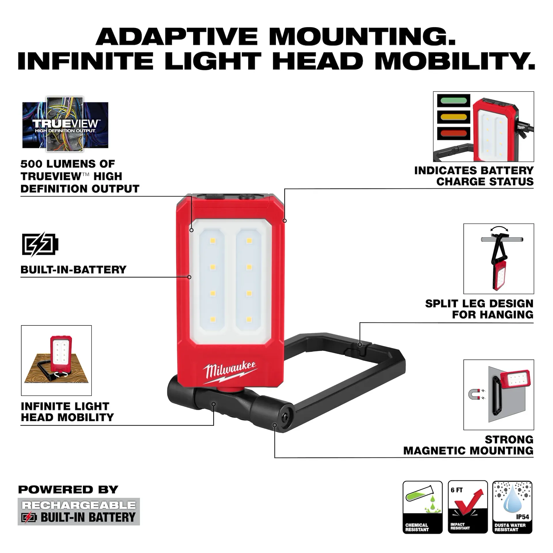 Milwaukee 2013R LED 500 Lumens 12 hr Cordless Magnetic Task Light - Image 5
