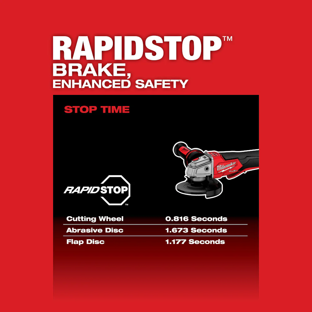 MILWAUKEE 2888-20 M18 FUEL VS, BRAKING GRINDER, PADDLE BARE 5 Inches - Image 5