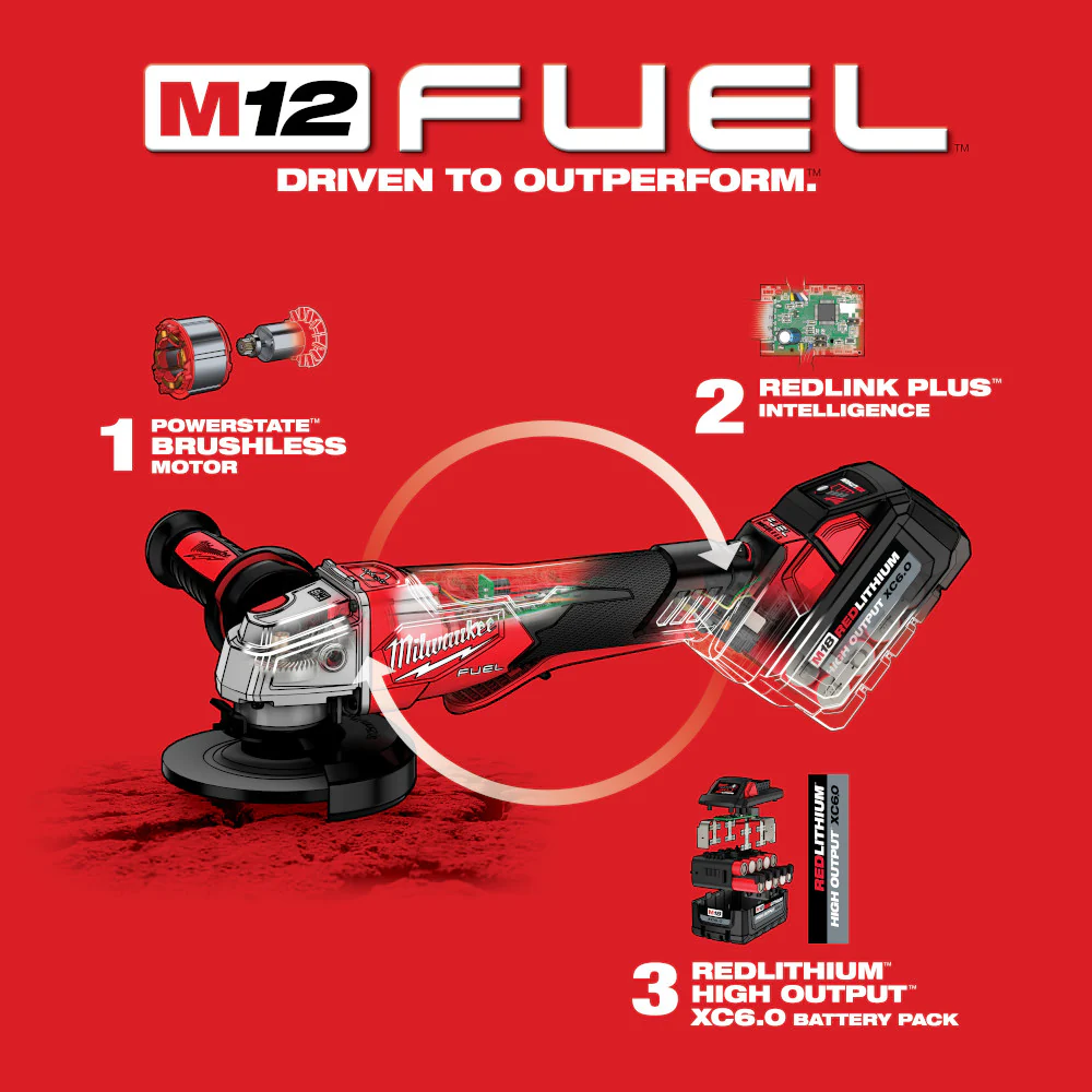 MILWAUKEE 2888-20 M18 FUEL VS, BRAKING GRINDER, PADDLE BARE 5 Inches - Image 7