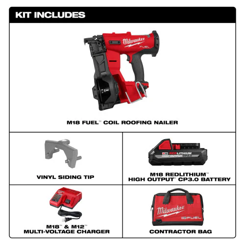 Milwaukee 2909-21 M18 FUEL Coil Roofing Nailer Kit (1 x 3.0 Ah) - Image 3
