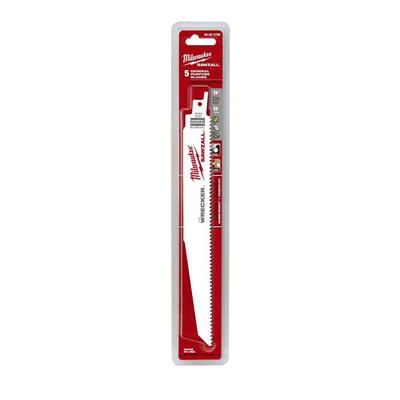 Milwaukee 48-00-5706 9 in. 7/11 TPI SAWZALL WRECKER Multi Material Reciprocating Saw Blade (5-Pack)