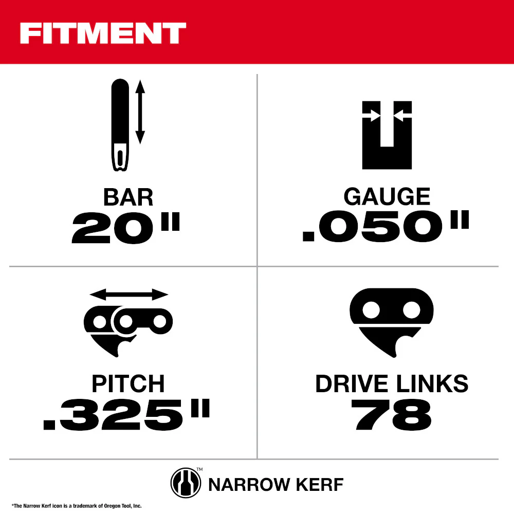MILWAUKEE 49-16-2752 20 Inches .325 Inches Pitch, .050 Inches Gauge Saw Chain - Image 3