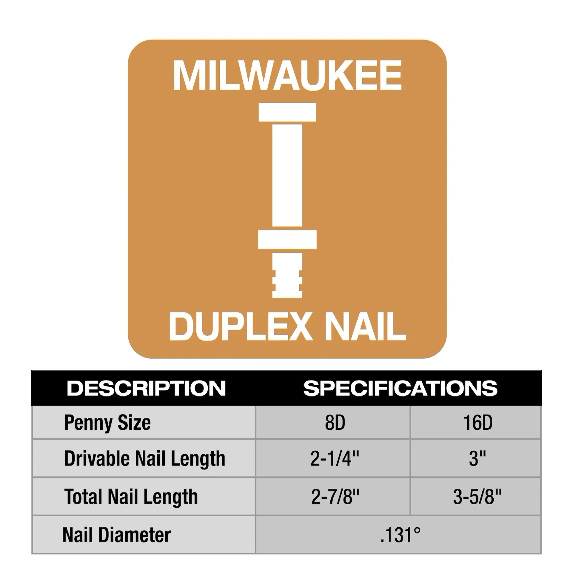 Milwaukee MDP8D-2000 2-1/4 in (Drivable) 2-7/8 in (Total) Steel Bright Collated Duplex Nails - 2000/ - Image 4