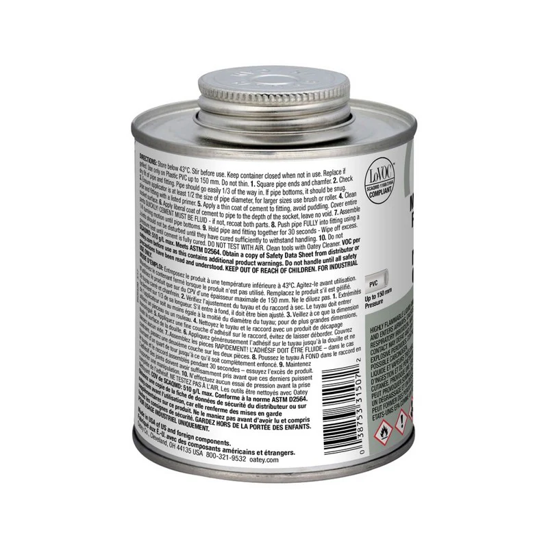Oatey 31507 473 ml Liquid Gray Medium Gray PVC Cement - Image 2