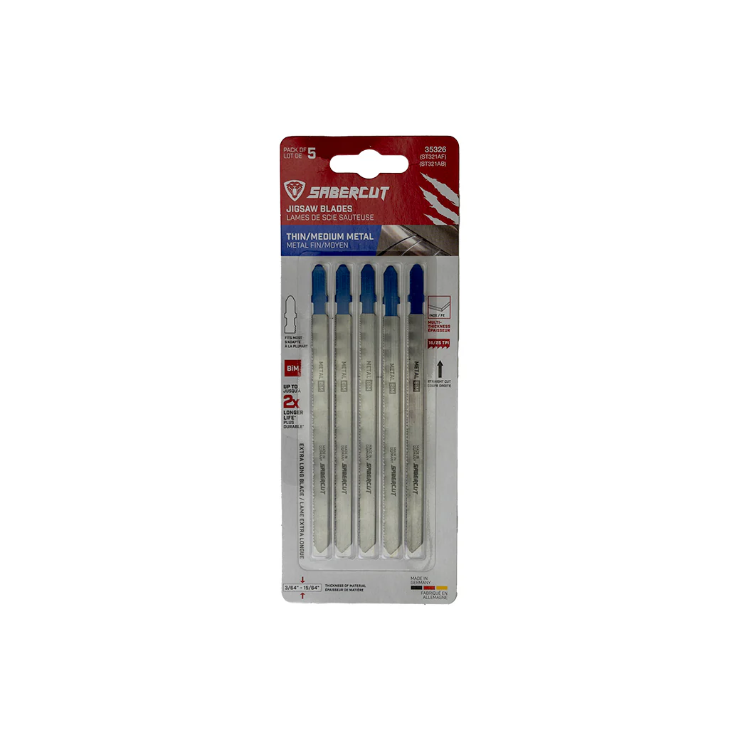 Sabercut 5-1/4 in. x 16/25TPI T-Shank Jigsaw Blade for Thin and Medium Metals (5-Pack) - Image 2