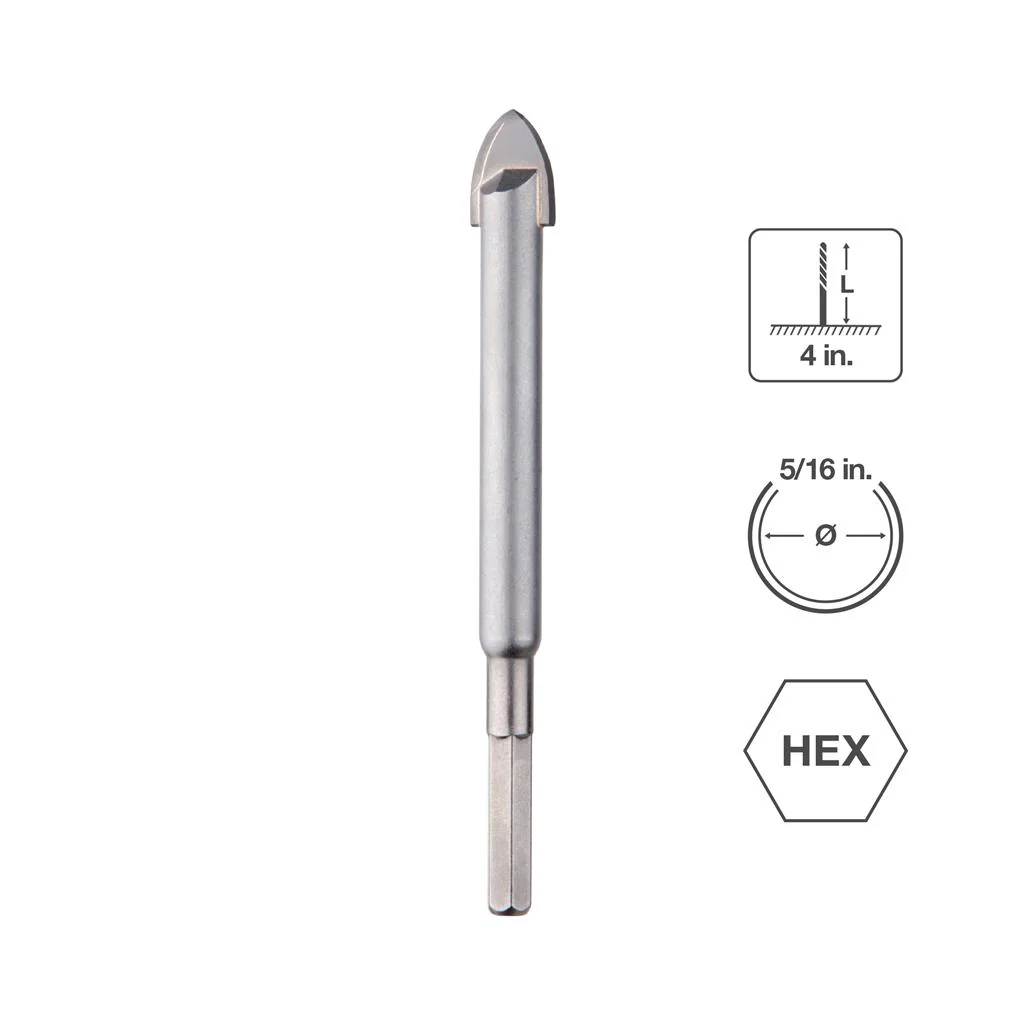 Sabercut 5/16 in x 4 in Carbide Tipped Drill Bit For Hard Stone & Tile