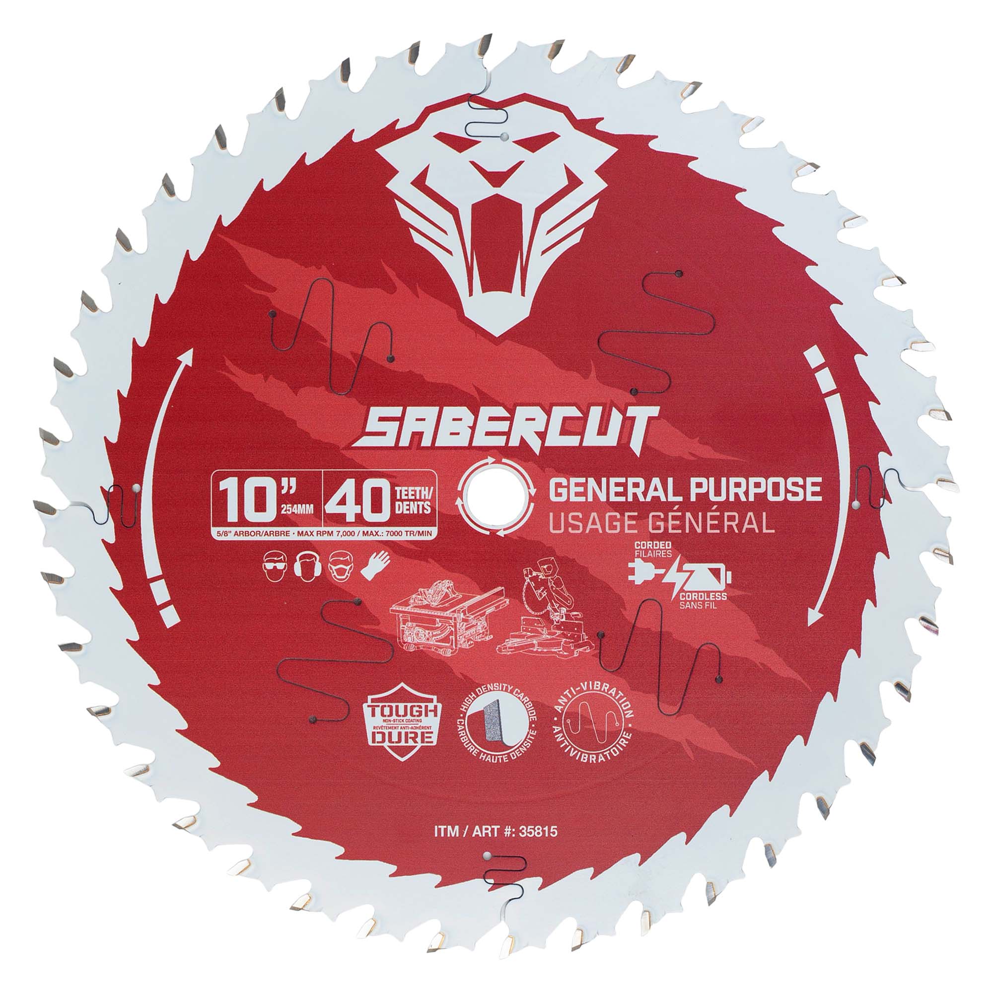 Sabercut Red Label 10 in. x 40 Tooth General Purpose Wood Saw Blade